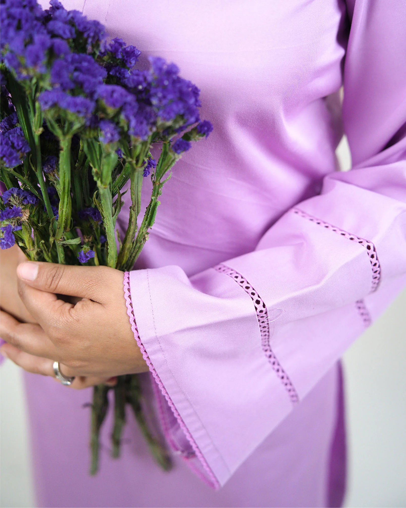 Lavender Blush Cotton Kurta with Pants - Set of 2 - Image 2