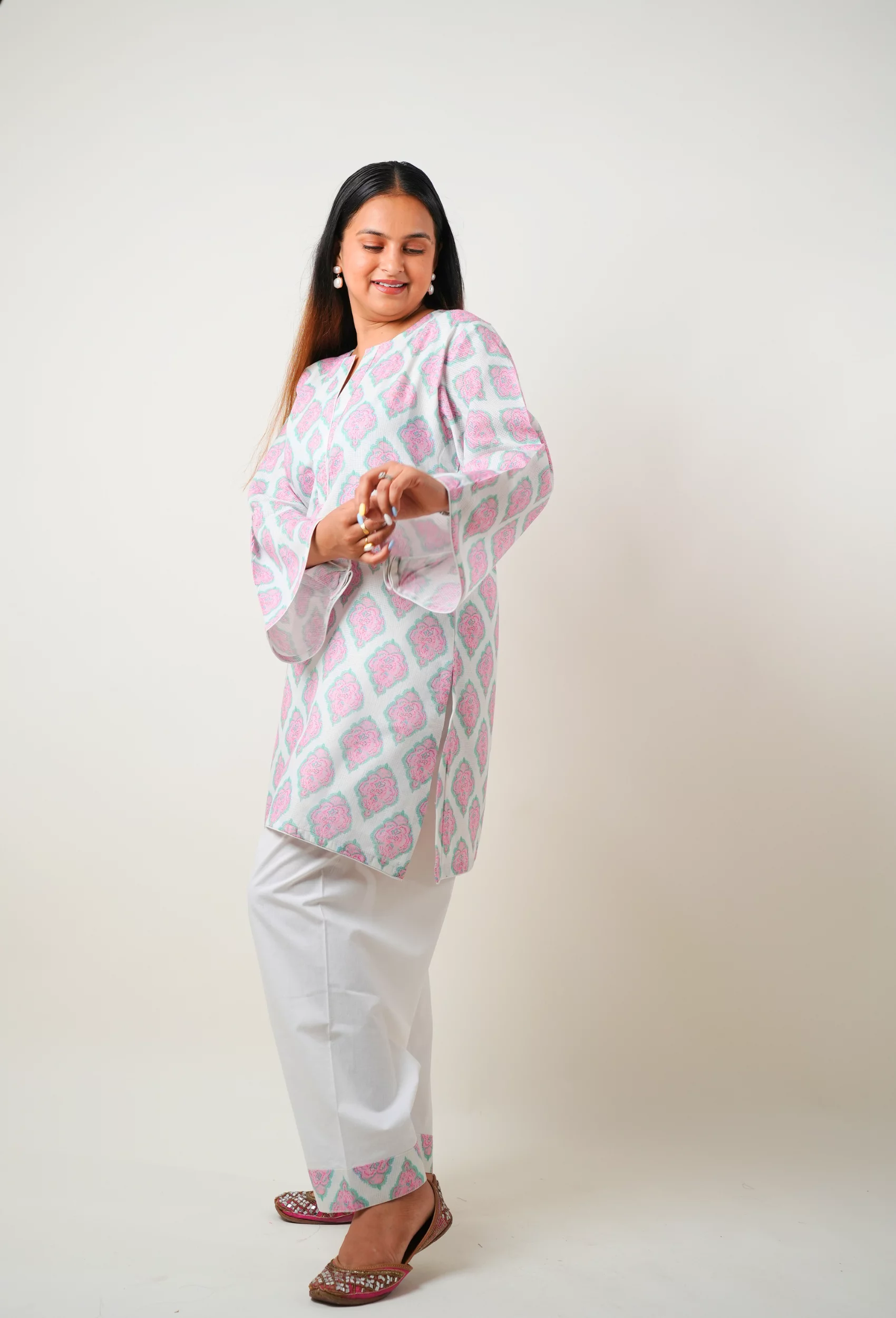 Chandan Double Kota Semi Salwar Kurta with Pants - Set of 2