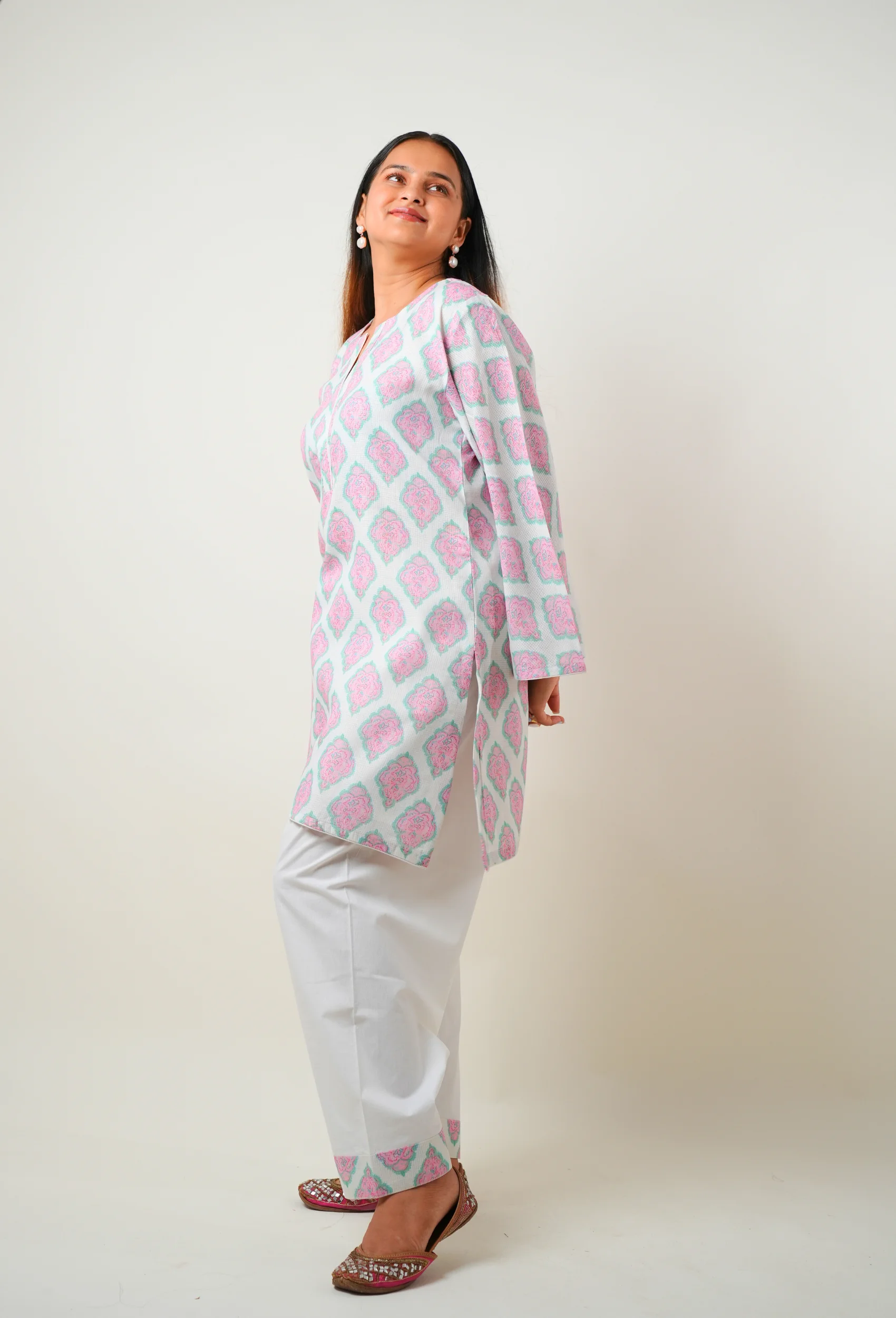 Chandan Double Kota Semi Salwar Kurta with Pants - Set of 2 - Image 2