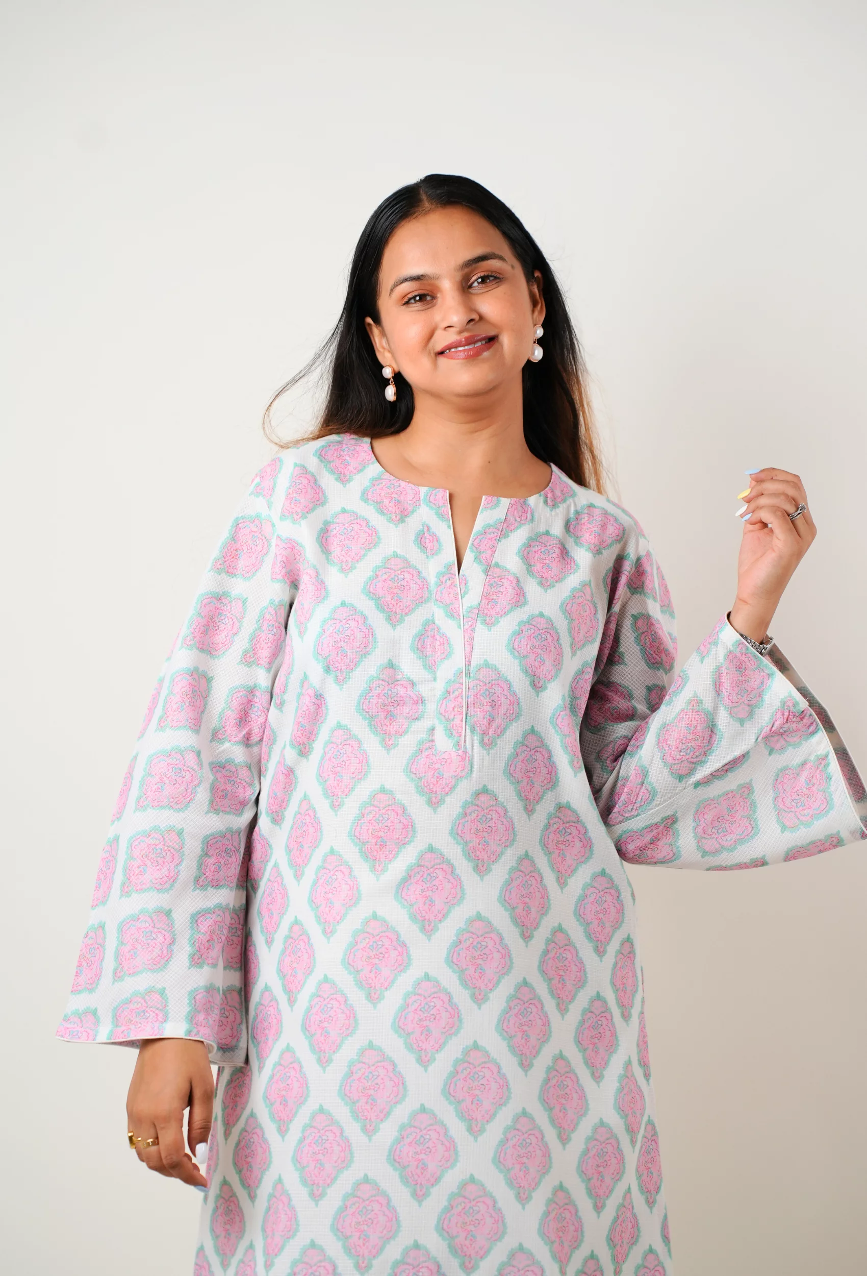 Chandan Double Kota Semi Salwar Kurta with Pants - Set of 2 - Image 4