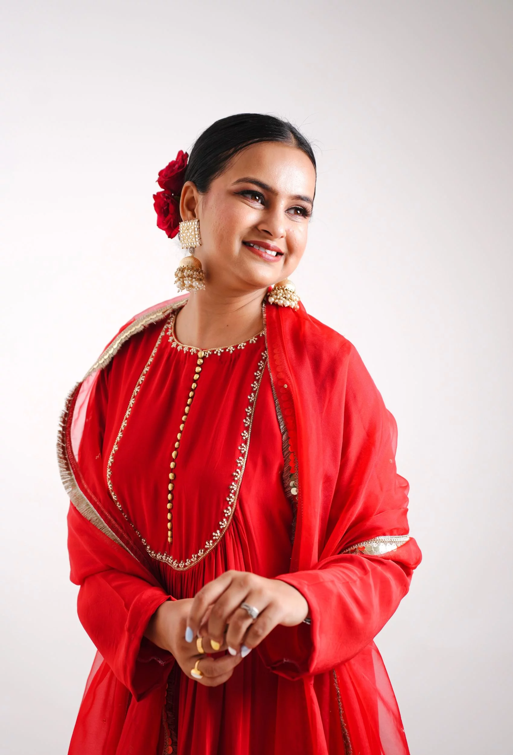 Ruby Red Kurta With Pants And Dupatta (Set Of 3) - Image 6