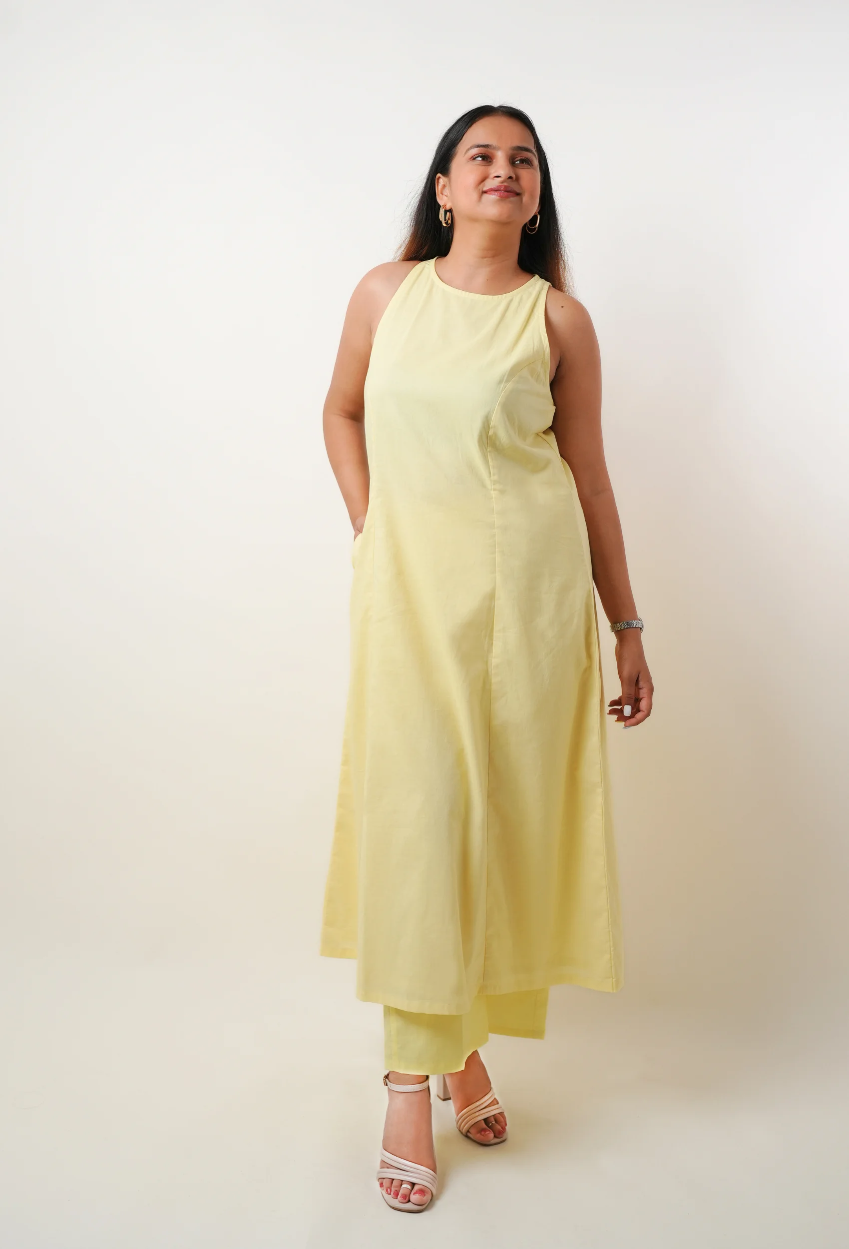 Yellow Haze Cotton Kurta with Pants - Set of 2 - Image 2