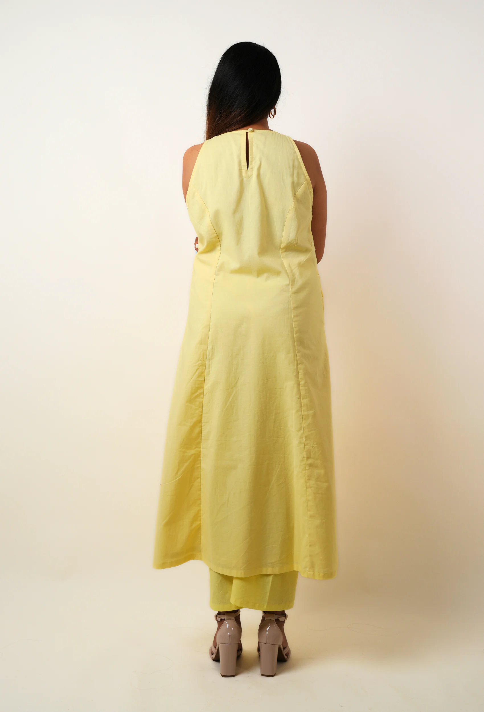 Yellow Haze Cotton Kurta with Pants - Set of 2 - Image 7