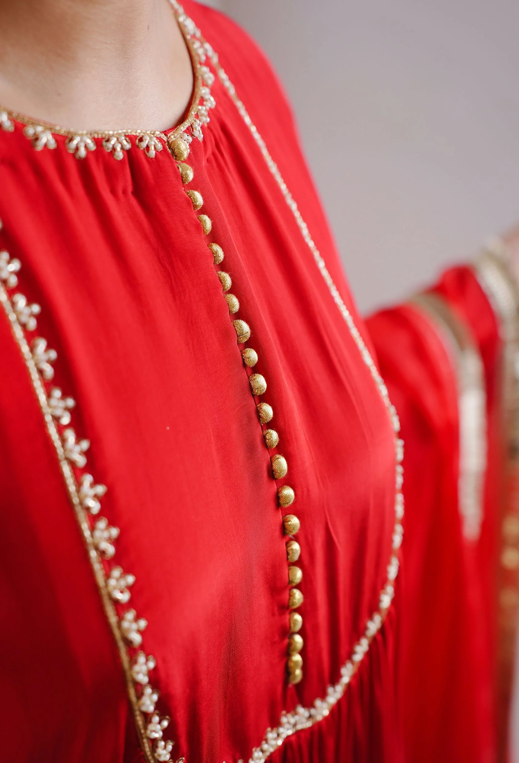 Ruby Red Kurta With Pants And Dupatta (Set Of 3) - Image 4