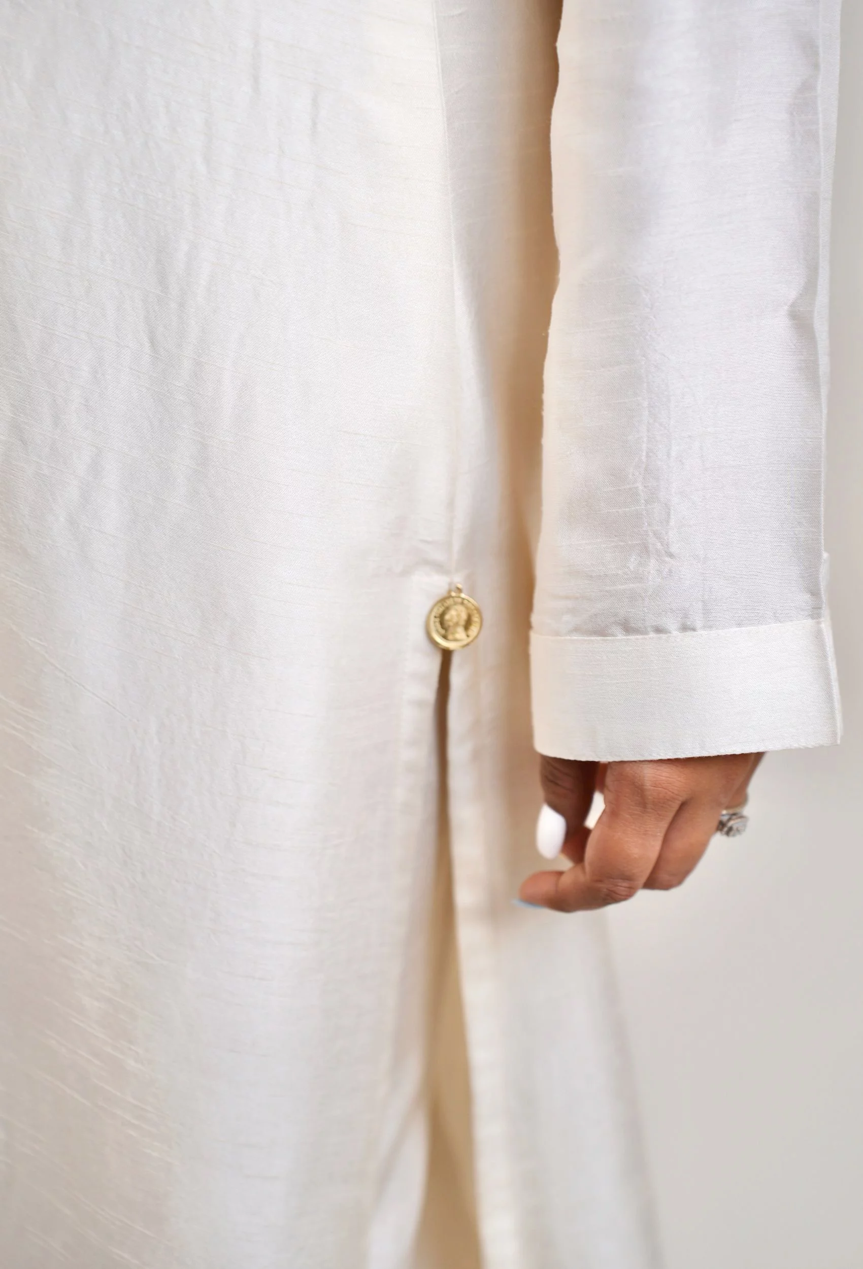 Moonlit Silk Kurta and Pants (Set Of 2) - Image 8