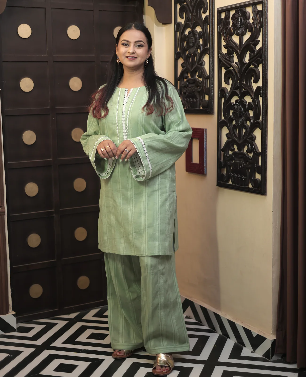 Chhaya Pure Cotton Solid Kurta Set with Farshi Salwar - Set of 2