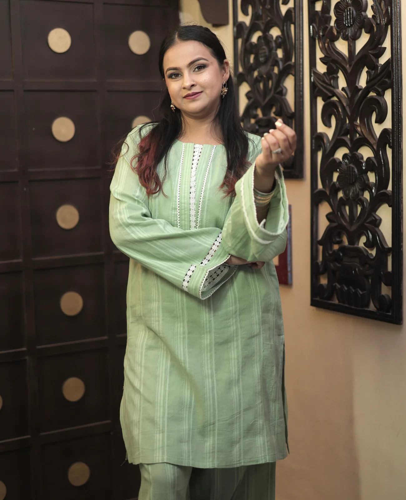Chhaya Pure Cotton Solid Kurta Set with Farshi Salwar - Set of 2 - Image 3